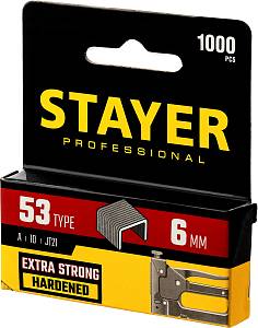 STAYER тип 53 (A/10/JT21), 6 мм, 1000 шт, калибр 23GA, скобы для степлера, Professional (3159-06)