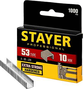 STAYER тип 53 (A/10/JT21), 10 мм, 1000 шт, калибр 23GA, скобы для степлера, Professional (3159-10)