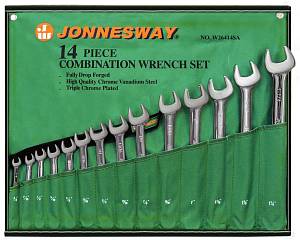 W26414S Набор ключей гаечных комбинированных дюймовых в сумке 3/8"--1-1/4", 14 предметов JONNESWAY