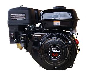 Двигатель LIFAN 170F (7 л.с., 4-хтактный, одноцилиндровый, с воздушным охлаждением, вал 20 мм, объем 212см³, ручная система запуска, вес 16 кг)