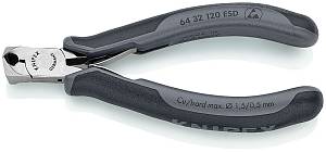 Кусачки торцевые для электроники ESD, маленькая фаска, губки 15°, 120 мм, 2-комп антистатические ручки KNIPEX