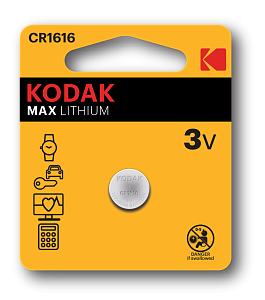 Батарейки Kodak CR1616-1BL MAX Lithium (60/240/50400)