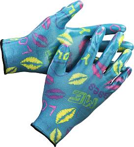 GRINDA S-M, синие, прозрачное нитриловое покрытие, садовые перчатки (11296-S)