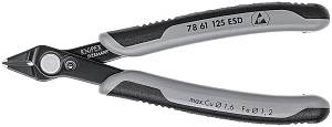 Electronic Super Knips Бокорезы прецизионные ESD, для реза оптоволокна, чернёные, 125 мм, 2-комп антистатические ручки KNIPEX