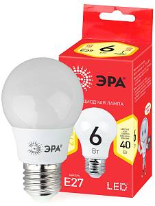 Лампочка светодиодная ЭРА RED LINE ECO LED A55-6W-827-E27 E27 / Е27 6Вт груша теплый белый свет