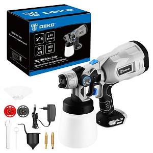 Краскопульт аккумуляторный DEKO SG20DK Max, 20В, 800 мл 083-1134 Краскопульт аккумуляторный DEKO SG20DK Max, 20В, 800 мл 083-1134