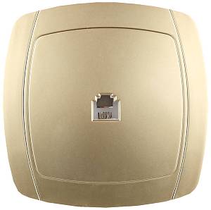 СВЕТОЗАР Акцент, телефонная, одинарная в сборе, цвет золотой металлик, электрическая розетка (SV-54217-GM)