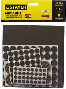 STAYER коричневые, самоклеящиеся, 125 шт, набор мебельных накладок (40916-H125)