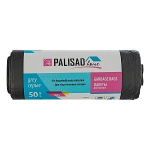 Пакеты для мусора 60 л x 50 шт. серые, Home Palisad PALISAD Home Пакеты для мусора 60 л x 50 шт. серые, Home Palisad PALISAD Home