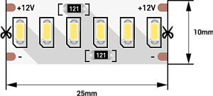 Лента светодиодная 24 Вт/м SMD3014, 12В, IP20, нейтральный белый (5м.)