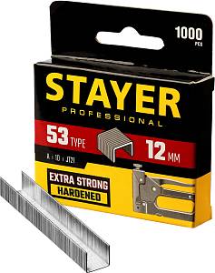 STAYER тип 53 (A/10/JT21), 12 мм, 1000 шт, калибр 23GA, скобы для степлера, Professional (3159-12)