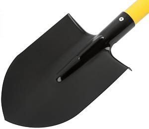 Лопата штыковая ЛКМ, с желтым металлизированным черенком и V-ручкой 185х235х1060 мм KУРС